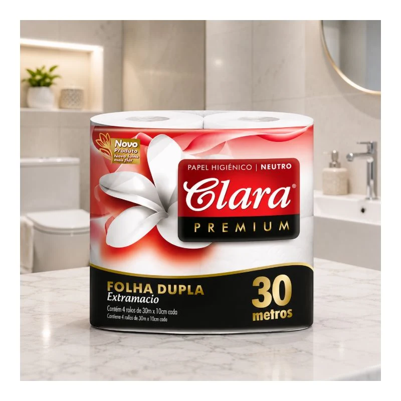 Papel higiénico Premium 30m doble hoja CLARA