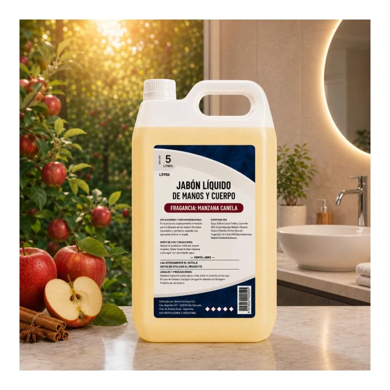 Jabón Líquido Manos y Cuerpo MANZANA CANELA 5 Litros