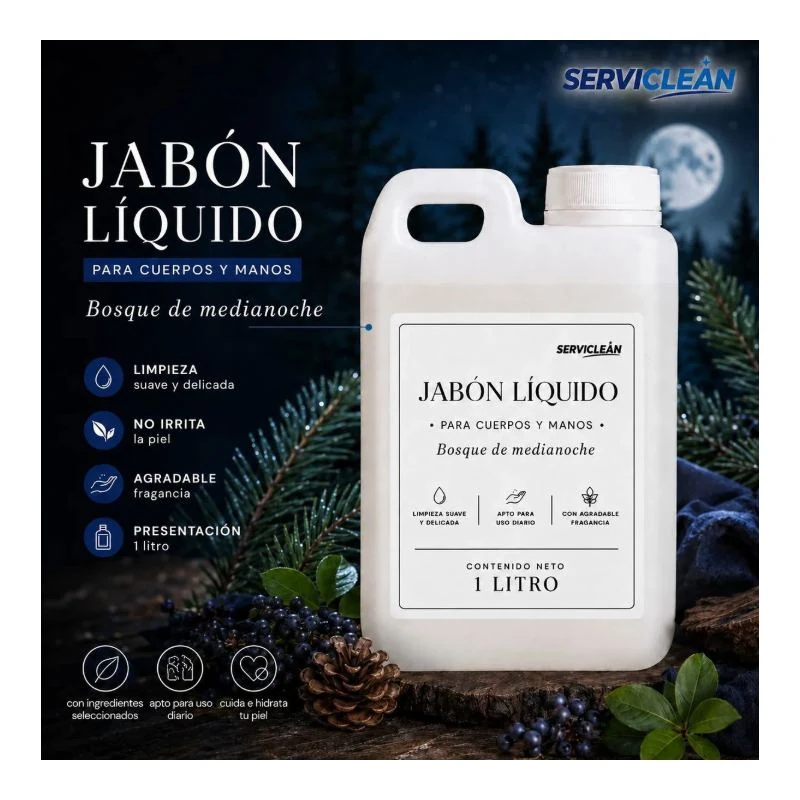 Jabón Manos y Cuerpo BOSQUE DE MEDIANOCHE 1 Litro.