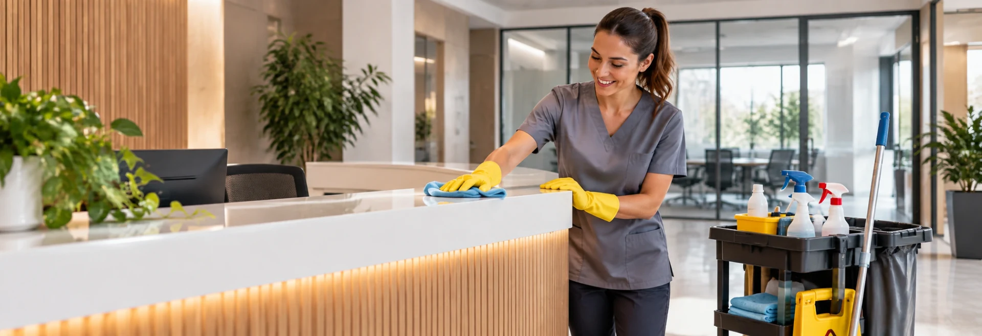 Limpieza profesional de recepción y oficinas